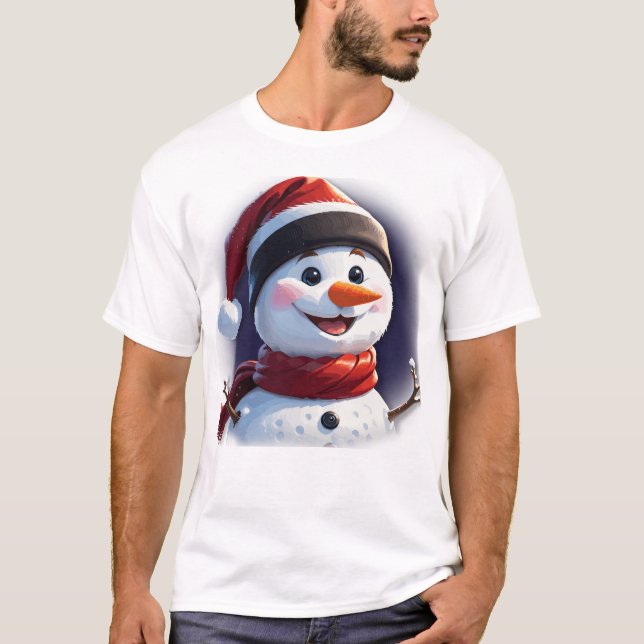 Camiseta T-shirt com boneco de neve de Natal (Frente)