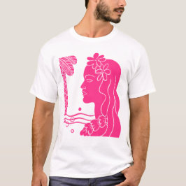 Camiseta T-Shirt Com Cabeça De Hula Rosa Quente