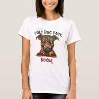 T-Shirt com cara feia de cão boxer única