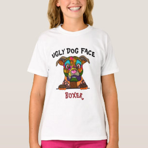 Camiseta T-Shirt com cara feia de cão boxer única