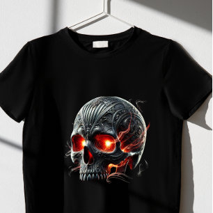 Camiseta T-Shirt com caveira vermelha assustadora