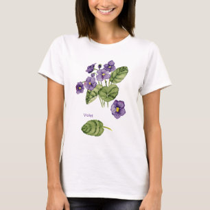 Camiseta T-Shirt com cor de água roxa de flores violetas