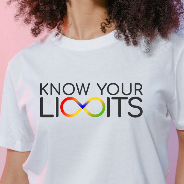Camiseta T-Shirt com cotação única | Conhecer os seus limit (Girl White T-shirt with colorful motivational quote )