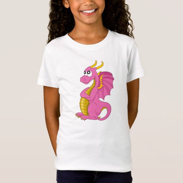 Camiseta T-shirt com desenho animado de dragão (Frente)