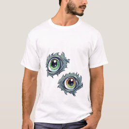 Camiseta T-Shirt com Design de desenho de olhos estriados