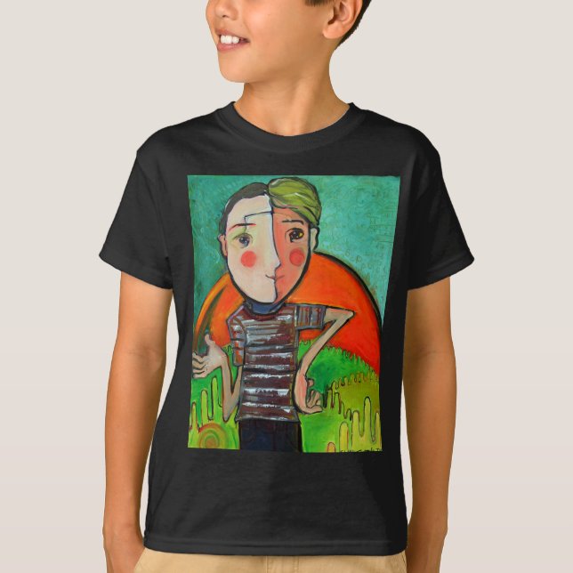 Camiseta T-shirt com do "imagem estilizado do gênio menino" (Frente)