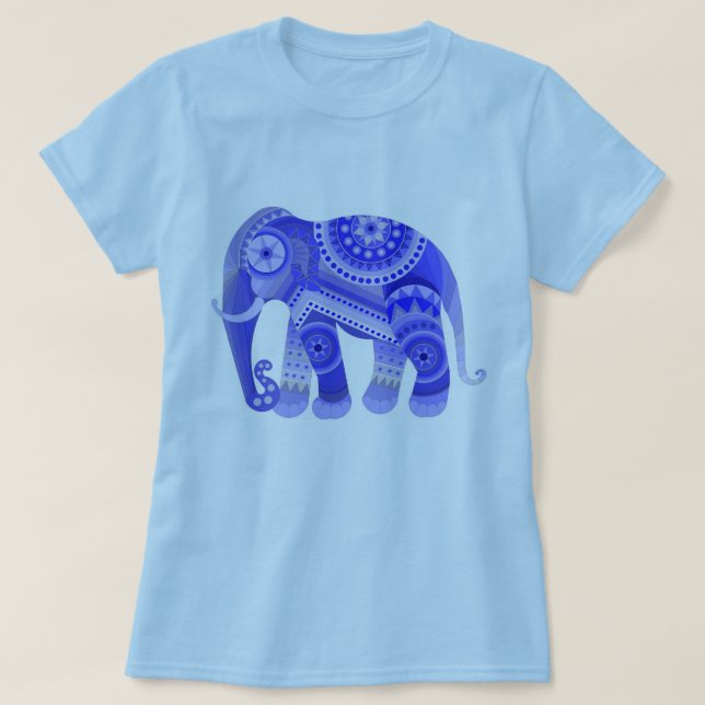 CAMISETA T SHIRT COM ELEFANTE AZUL LEGAL (Frente do Design)