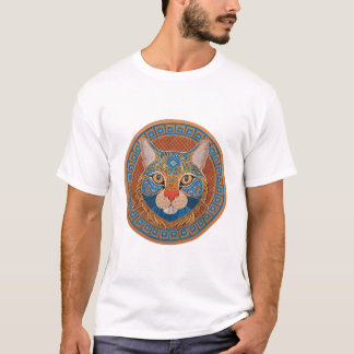 Camiseta T-Shirt com espírito de gato tribal