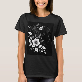 Camiseta T-Shirt com Flor Minimalista