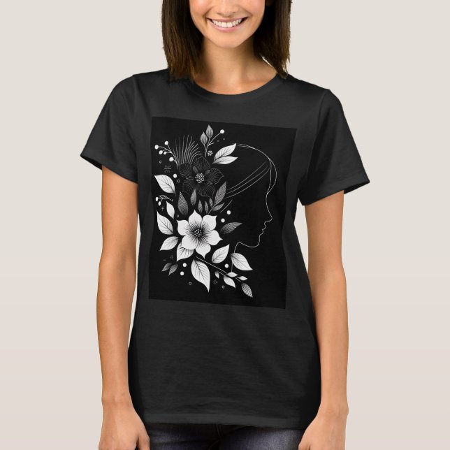 Camiseta T-Shirt com Flor Minimalista (Frente)