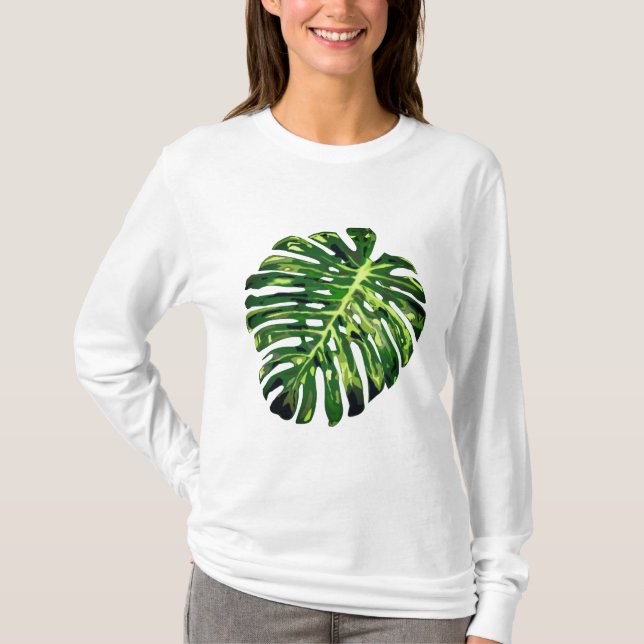Camiseta T-Shirt Com Folha De Monstera Tropical - Férias (Frente)