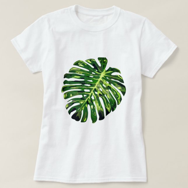 Camiseta T-Shirt Com Folha De Monstera Tropical - Férias De (Frente do Design)