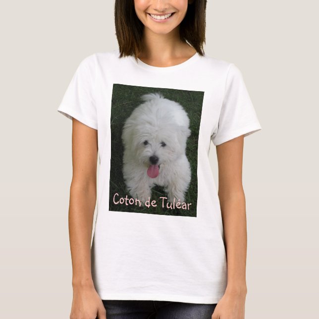 Camiseta T-shirt com foto do cão, algodão de Tulear (Frente)