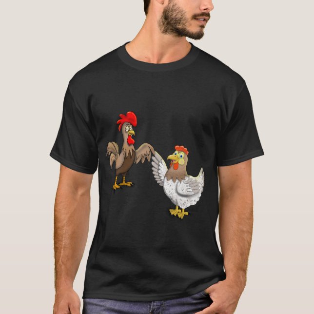 Camiseta T-Shirt com galinha e galo (Frente)