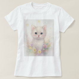 Camiseta T-shirt com gatinho bonito em cores pastel
