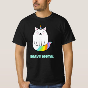 Camiseta T-Shirt com gato-do-arco-íris de metal pesado eng