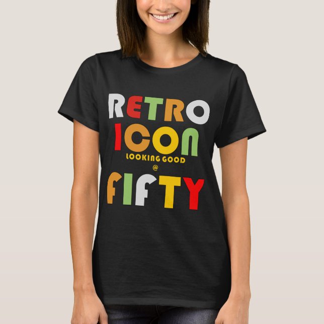 Camiseta T-Shirt com Ícone Retroativo de 50.o aniversário (Frente)