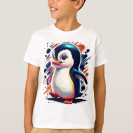 Camiseta T-shirt com ilustração colorida do pinguim
