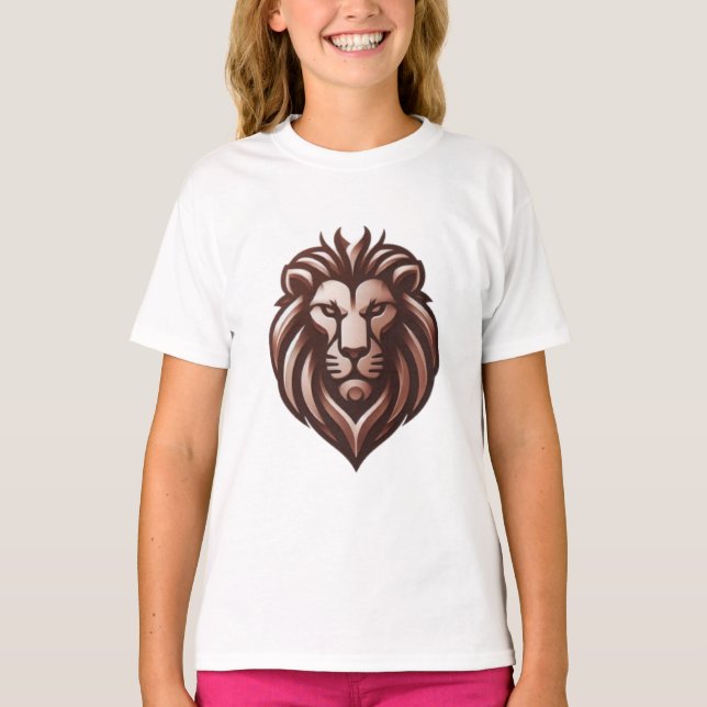 Camiseta T-Shirt com Leão de Cobre Metálico (Frente)