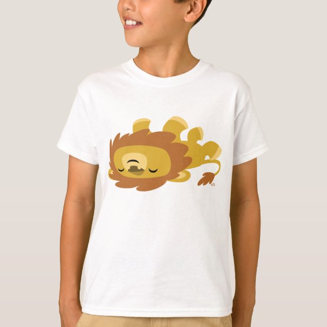 Camiseta T-Shirt com Leão Preguiçoso de Cartoon Bonito (Frente)