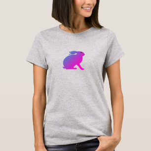 Camiseta T-Shirt com Letra de Coelho Rosa e Roxo