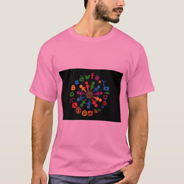 Camiseta t-shirt com logotipo das redes sociais (Frente)