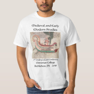 Camiseta t-shirt com o navio da pia batismal medieval do lg