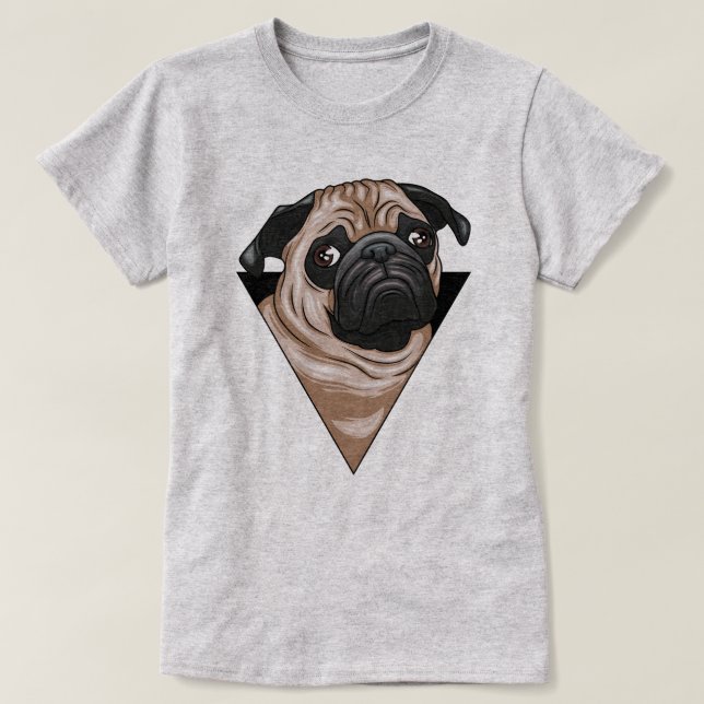 Camiseta T-Shirt com Pug Cute (Frente do Design)