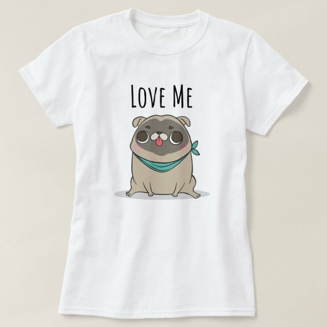 Camiseta T-Shirt com Pug Cute (Frente do Design)