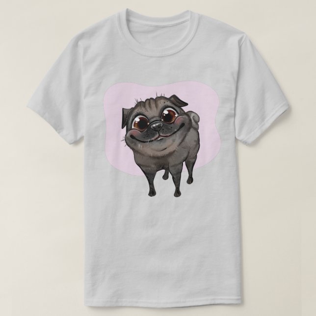 Camiseta T-Shirt com Pug Cute (Frente do Design)