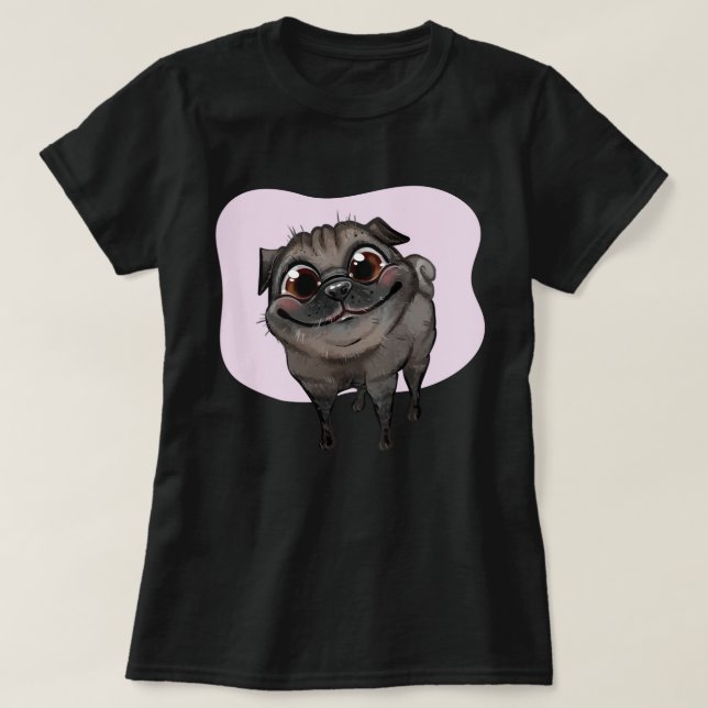 Camiseta T-Shirt com Pug Cute (Frente do Design)