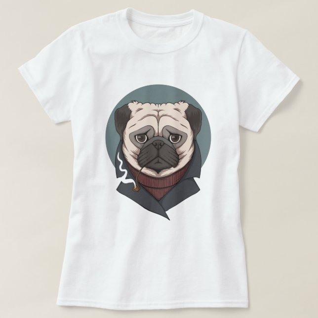 Camiseta T-Shirt com Pug Cute (Frente do Design)