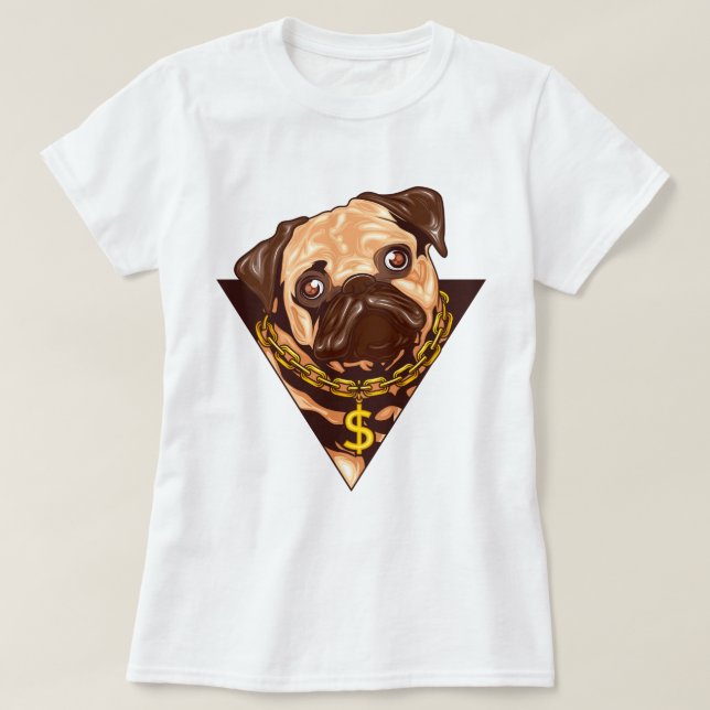 Camiseta T-Shirt com Pug Cute (Frente do Design)