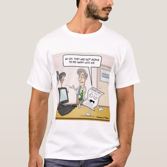 Camiseta T-Shirt com Punny de Balanço do Bebado Contábil (Frente)