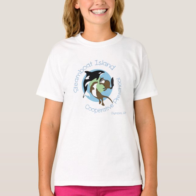 Camiseta T-shirt com riscas para meninas (Frente)