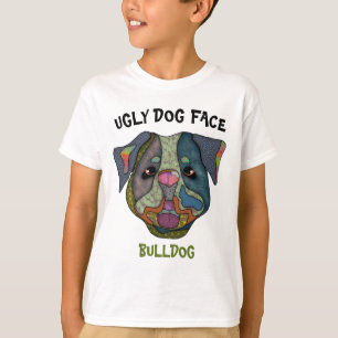 Camiseta T-Shirt com rosto feio de cão Bulldog único