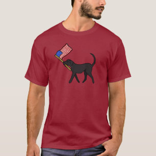 Camiseta T-Shirt com Sinalizador de Carregando de Cão Negr