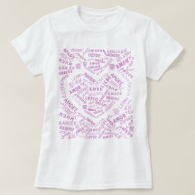 T-Shirt com Texto de Amor Multilíngue Coração de P