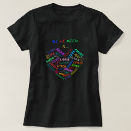 Camiseta T-Shirt com Texto de Palavra de Amor em Várias Lín