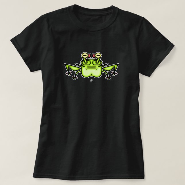 Camiseta T-Shirt com um sapo estranho e rabugento v2-1 (Frente do Design)
