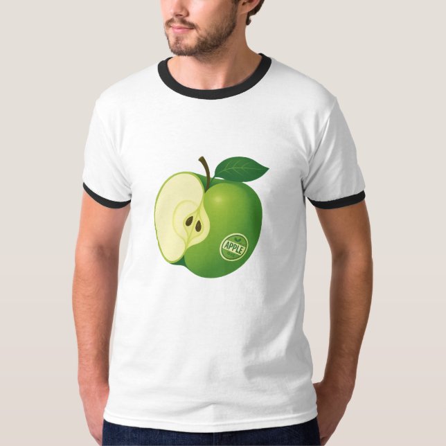 Camiseta T-shirt com uma ilustração de uma maçã verde (Frente)