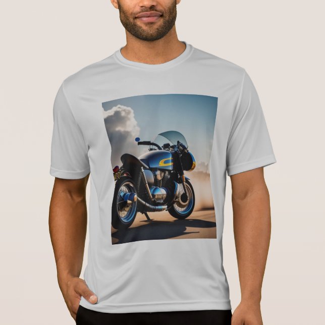 Camiseta T-Shirt com vista de bicicleta azul (Frente)