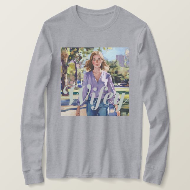 Camiseta T-Shirt com Wifey de Watercolor (Frente do Design)