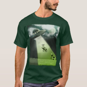Camiseta T-shirt cómico da abducção da vaca do UFO