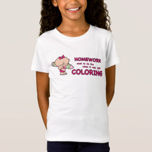 Camiseta T-shirt cómico da menina dos trabalhos de casa do