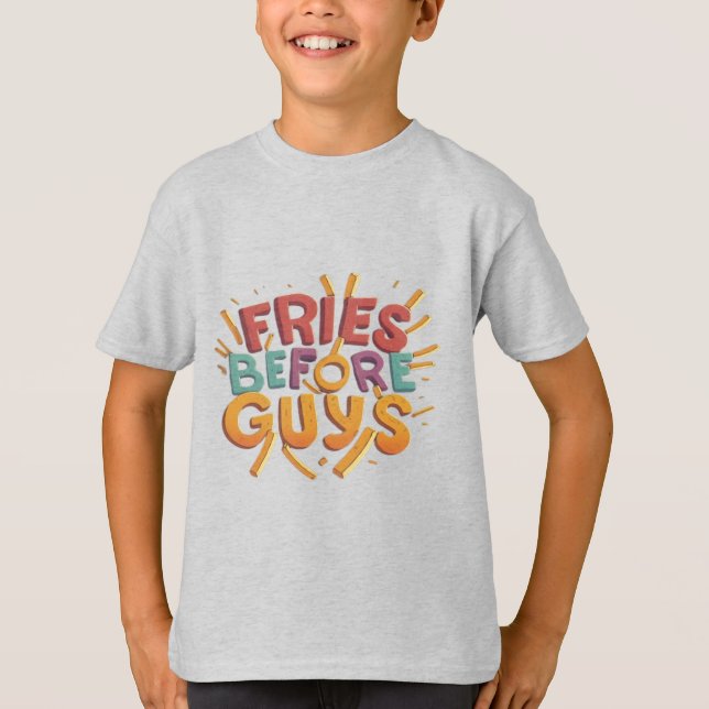 Camiseta T-Shirt Comida Engraçado - Fries Antes De Caras (Frente)