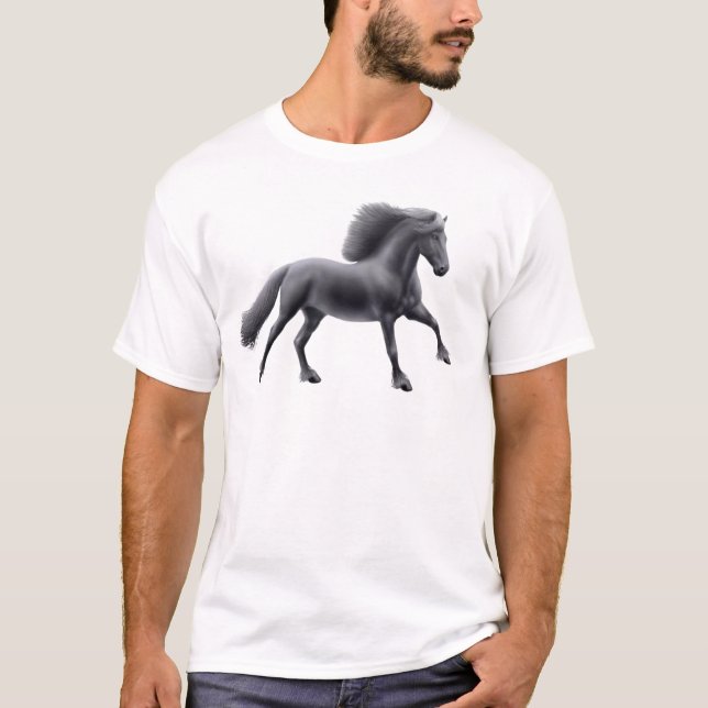 Camiseta T-shirt completo do galope do cavalo do frisão (Frente)