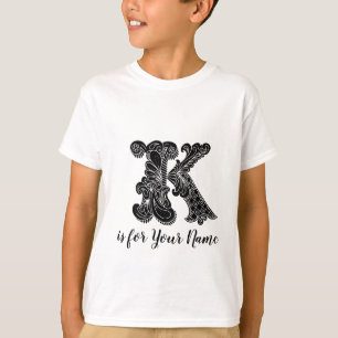 Camiseta T-shirt conhecido personalizado K da letra do
