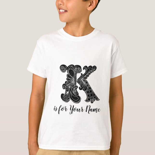 Camiseta T-shirt conhecido personalizado K da letra do (Frente)