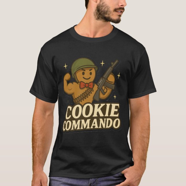 Camiseta T-Shirt Cookie Commando – Bowtie Muscle Edition (Frente)